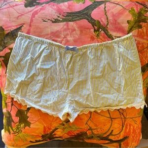loft y2k stripe lace trim pajama boxer shorts with purple bow